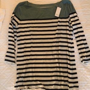 Striped 3/4 sleeve blouse